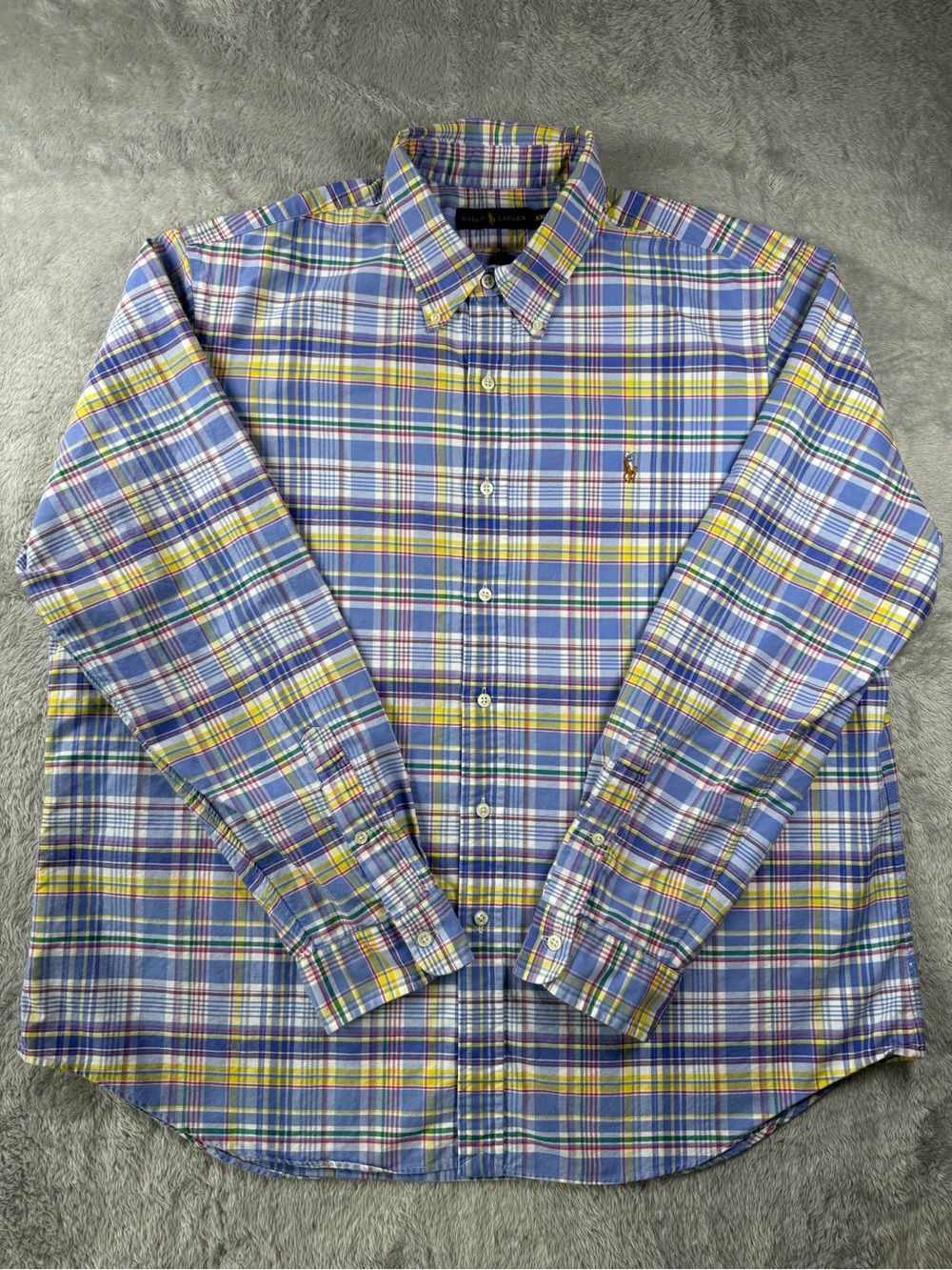 Ralph Lauren Blue Madras Plaid Button Down Shirt Men’s XXL Cotton - Picture 4 of 11